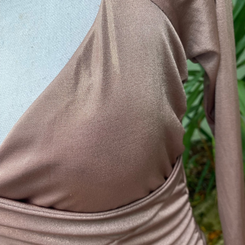 Bronze Metallic Ruched Dress - Picture 6 of 10